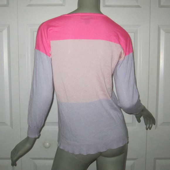 J. CREW Pink Italian Cashmere Colorblock Sweater - Picture 5 of 6